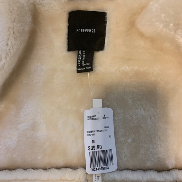Forever 21 Vegan Suede Faux Fur Lined Vest Sz M - Picture 9 of 12